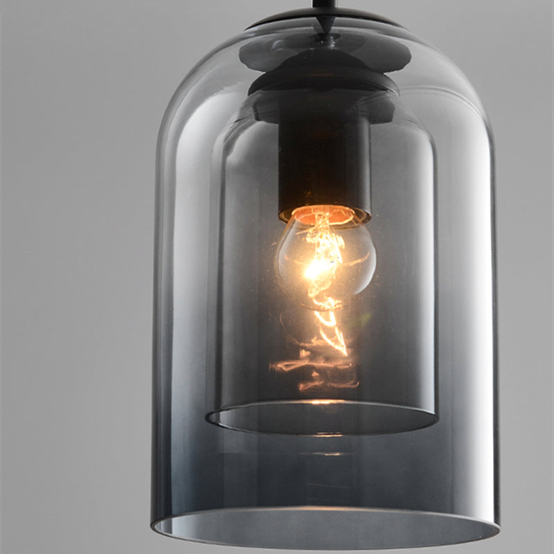 Vintage Glass Pendant Lamp - Double Metallic Finish