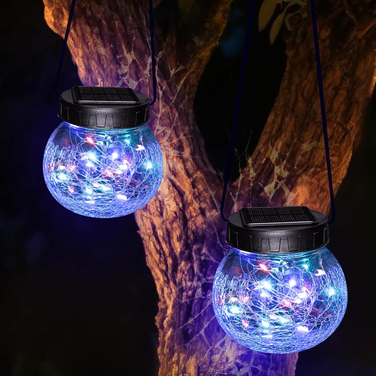 فانوس شمسي معلق — أناقة في زجاج متشقق