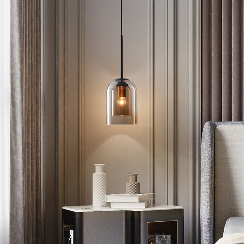 Vintage Glass Pendant Lamp - Double Metallic Finish