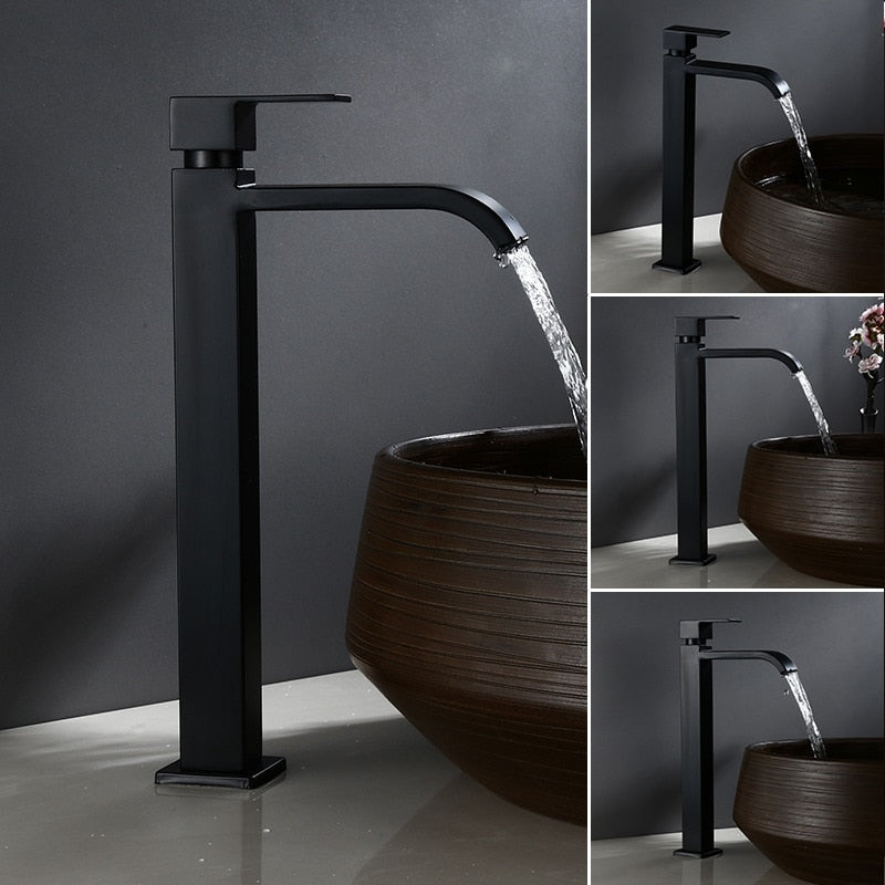 Elevated Basin Faucet – Elegant Matte Black Finish