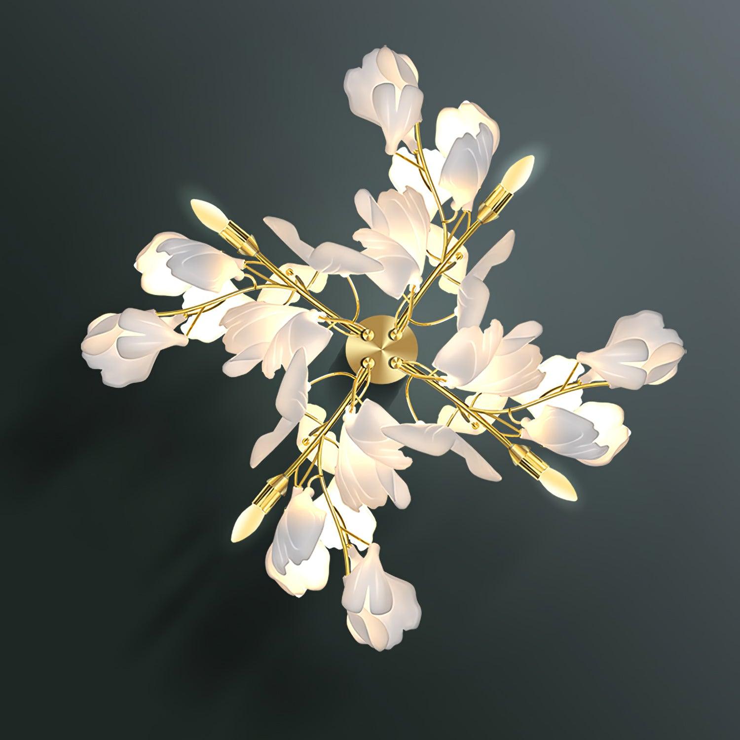 Květinová nástěnná lampa - Zlatá elegance a měkké světlo