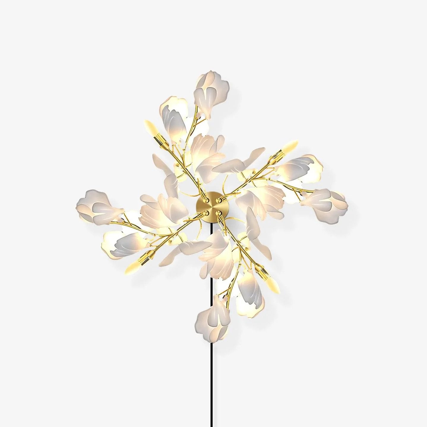 Květinová nástěnná lampa - Zlatá elegance a měkké světlo