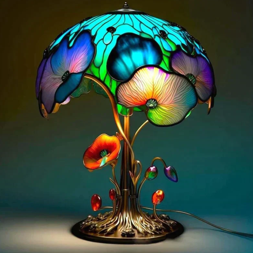 Upokojujúca vitrážová lampa – jemné svetlo a útulná atmosféra 