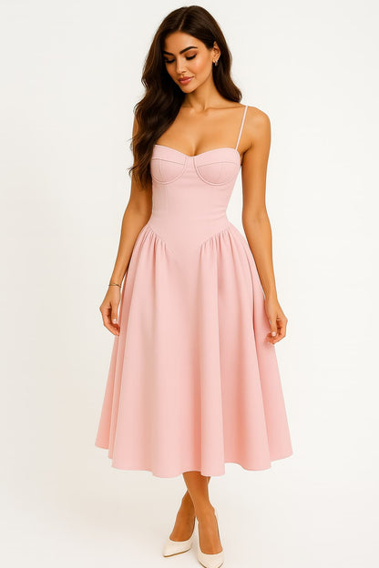 Drăguță | Rochie Midi Structurată – Stil Corset și Siluetă Sublimă 