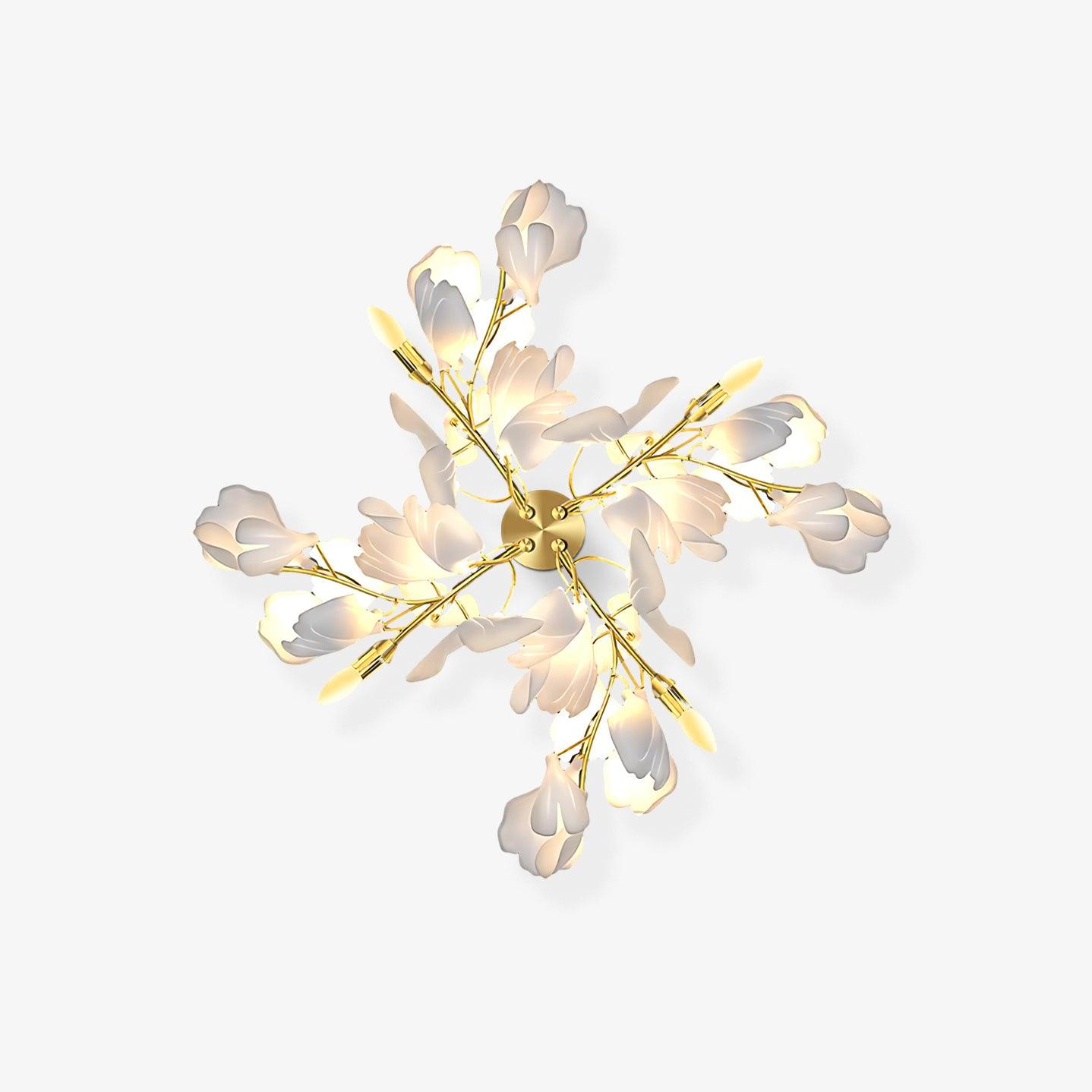 Květinová nástěnná lampa - Zlatá elegance a měkké světlo
