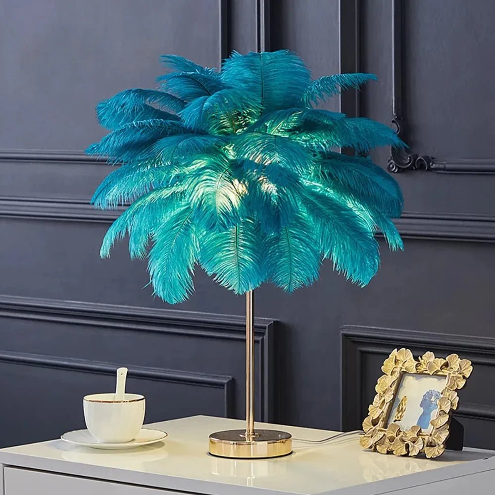 Art Deco Golden Feather Table Lamp – Luxurious and Original Decoration 