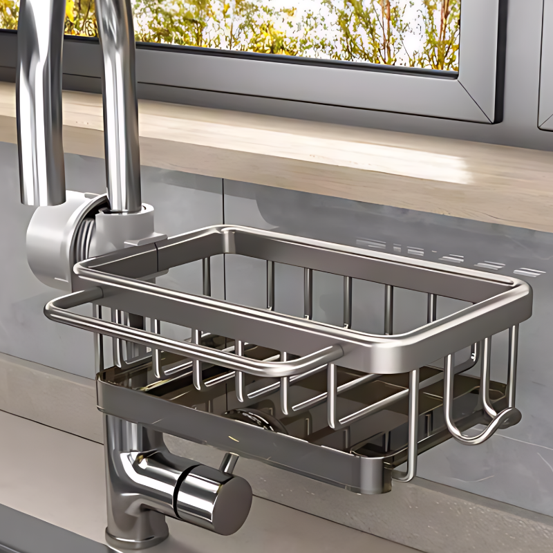 Porte-Éponges Compact Pour Robinet – Rangement Astucieux et Gain de Place