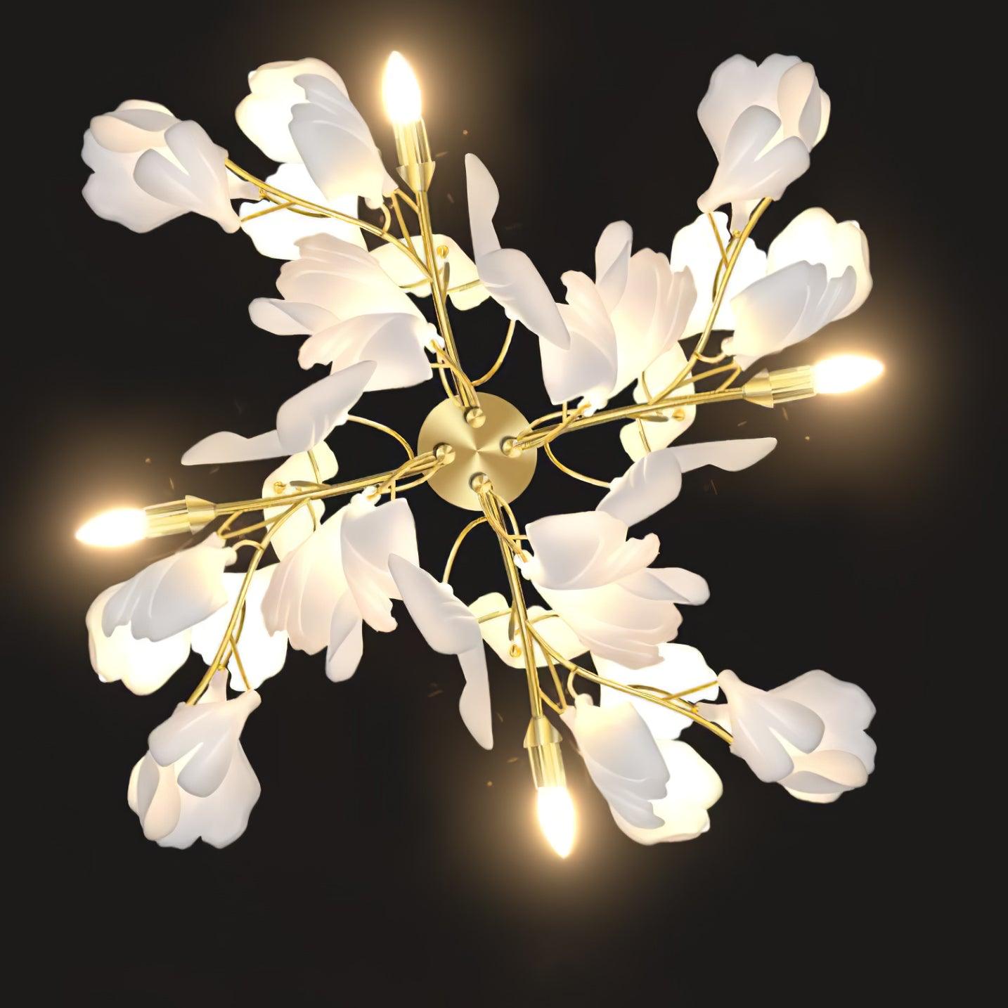 Květinová nástěnná lampa - Zlatá elegance a měkké světlo