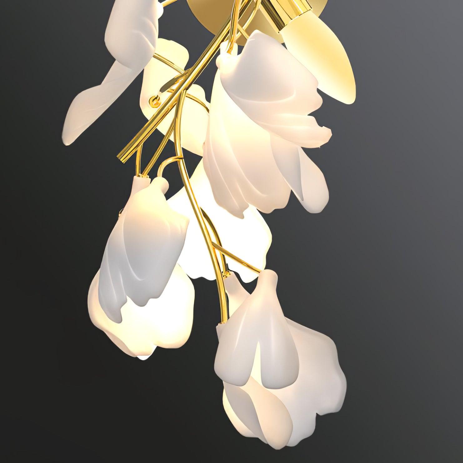 Květinová nástěnná lampa - Zlatá elegance a měkké světlo